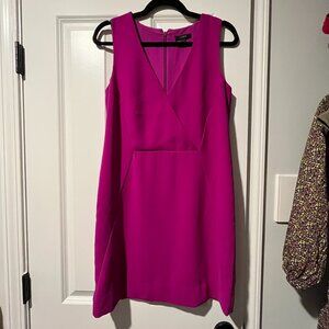 J. Crew Bright Plum Crepe Crossover Sleeveless Dress